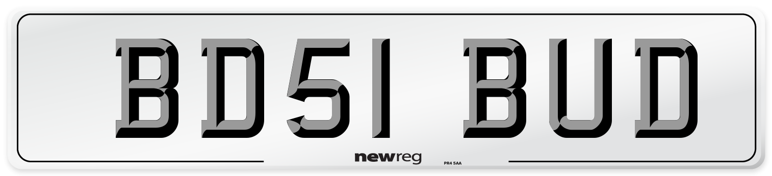 BD51 BUD Number Plate from New Reg